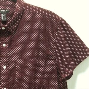 Mirco Print Short Sleeve Button Down | Pulm / Merlot - Ivory | Size XL Slim Fit